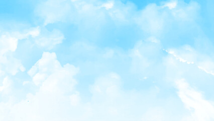 Sky nature landscape background. Beautiful horizontal view of a white clouds formation on a blue sky. Background illustration.