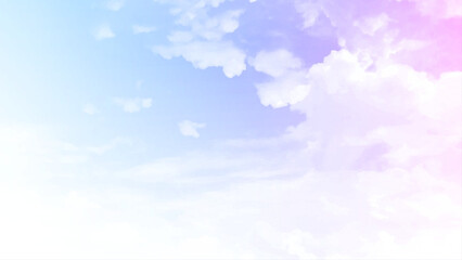 Obraz premium Beautiful horizontal view of a white clouds on a pastel sky. Background illustration.