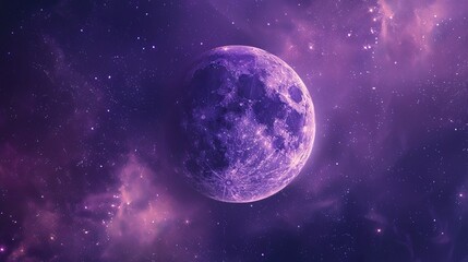 purple crescent and moon - obrazy, fototapety, plakaty