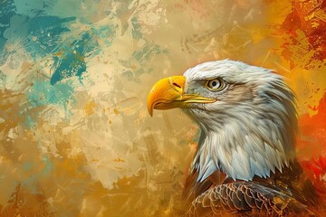 majestic eagle with beak pointed skyward calling out against dramatic upscaled background digital painting
