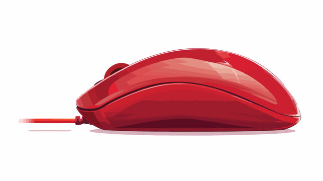 Red computer mouse on white background. Vector illustration