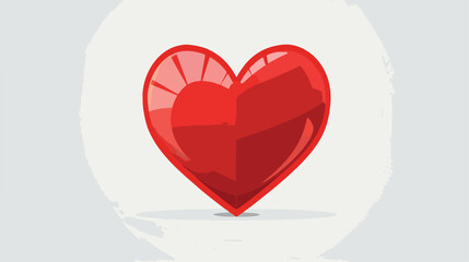 Red Heart On White Background Vector Illustration flat
