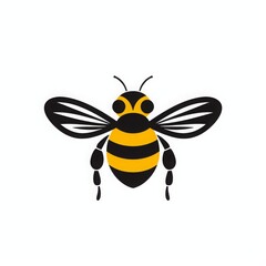 Fototapeta premium bee logo 2d honey bee flat logo illustration