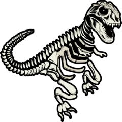 Wandaufkleber Dinosaurier Skelett Tyrannosaurus Rex Dino Fossil im Comic Stil gezeichnet schwarz weiß © namosh