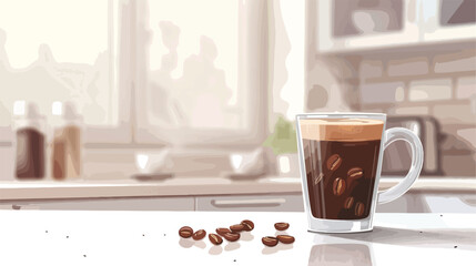 Rendering of a Coffee on the glass with the brown coffee - obrazy, fototapety, plakaty