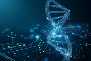 DNA double helix in light blue futuristic style, DNA background, medical background, DNA double helix background, genetic background, banner for genetic science, medical banner - obrazy, fototapety, plakaty