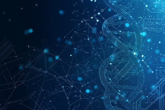 DNA double helix in light blue futuristic style, DNA background, medical background, DNA double helix background, genetic background, banner for genetic science, medical banner