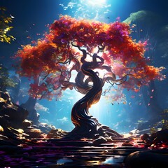 orange leaves magic tree