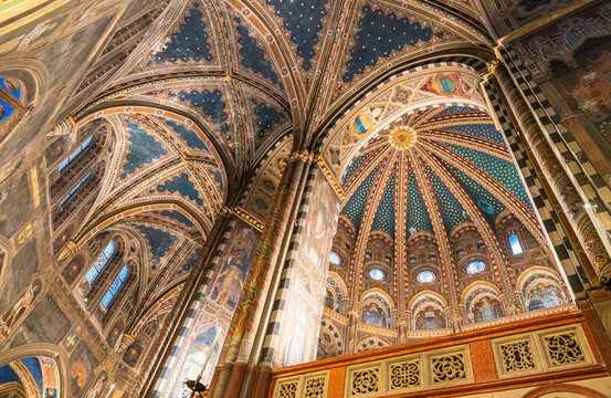 Complex ceiling structure of gothic cathedral in Italy