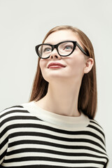 happy lady in glasses