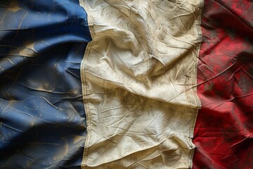 Blue, white, Red. An old and dirty French flag 