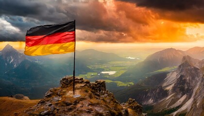 The Flag of Germany On The Mountain.