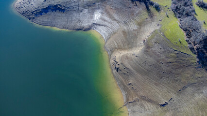 aerial aerial view of the Porma reservoir in the province of León, Spain