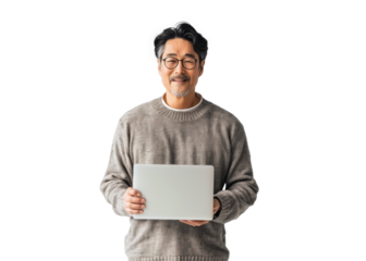 Smiling Asian Man with Laptop