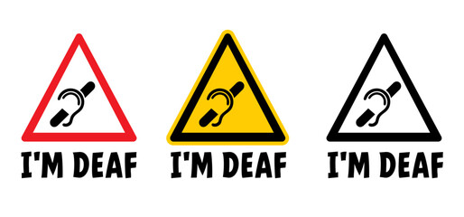Slogan, vibes I m a little bit deaf or I'm a little bit deaf. Sign language deaf. World Deaf Day in last Sunday of September. Gestures hand. Vector icon or pictogram. Deafness cartoon.