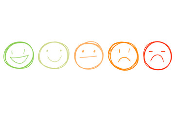 customer service reaction smile faces set collection hand drawn. in scribble sketch style doodle. 