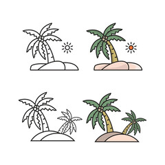 Fototapeta premium summer set with fruits, drinks, pool floats, seashells, palm leaves. Isolated objects on white background. Hand drawn vector illustration