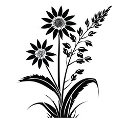 a black and white drawing of a flower