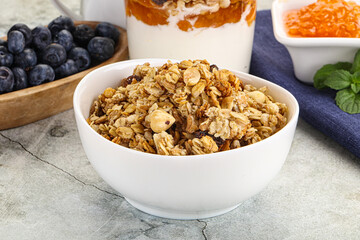 Granola museli cereal for breakfast