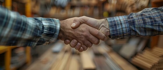Fototapeta premium Sealing the Deal: A Handshake of Agreement for a Minimalist Renovation. Concept Home Renovation, Minimalist Design, Contractor Agreement, Handshake of Agreement, Sealing the Deal