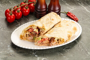 Shawarma with grilled chicken meat