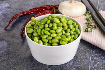Bowl of delicious edamame beans