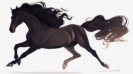 Cavalo preto no fundo branco - Ilustração
