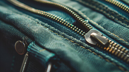 A close-up of a school bag's zipper, showcasing its durability and functionality.