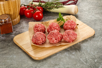 Raw beef meatball minced meat