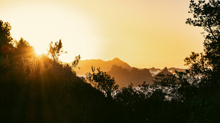 Mountain horizons at sunset