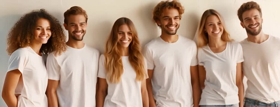 a website banner for a custom t-shirt company, white background, models with different t-shirt designs,generative ai
