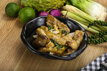 Roasted Thai eggplant with onion
