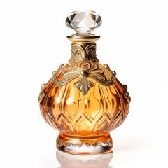 Vintage perfume bottle on white background, souvenir symbol glass elegance celebration