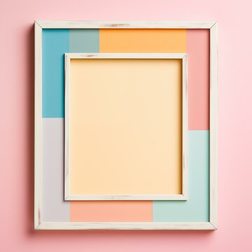 colorful frame on pink background, wallpaper rectangle empty image color