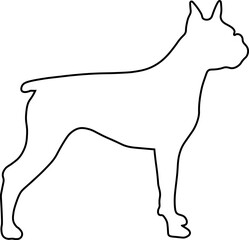 Boxer Dog Silhouette Outline Graphic Design with Transparent Background