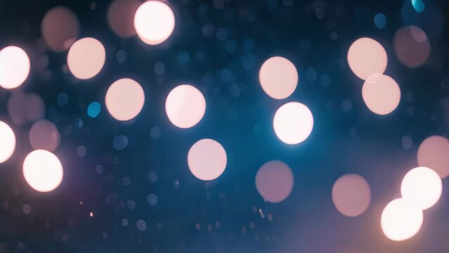Video animation of enchanting bokeh effect, where lights are artistically blurred into large, soft circles against a dark backdrop