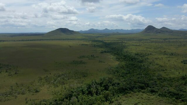Chapada dos Veadeiros. Cerrado landscape in Brazil. Aerial View