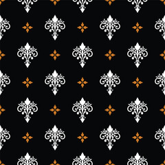 Geometrical flowers damask allover floral seamless repeat pattern