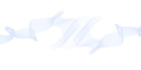 Abstract curved blue long lines on white. Creative line art. Vector illustration. Curved smooth ribbon.