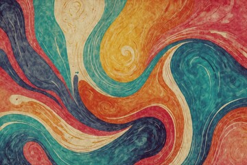 acrylic paint swirls blend in a spectrum of colors, fashioning a textured background that bursts with lively energy - obrazy, fototapety, plakaty