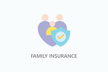 Family insurance vector, icon or logo sign symbol illustration