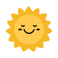 Happy sun icon. Cute smiling summer sunshine. - 786362647