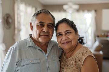Obraz premium Portrait of a middle aged couple in a modern home