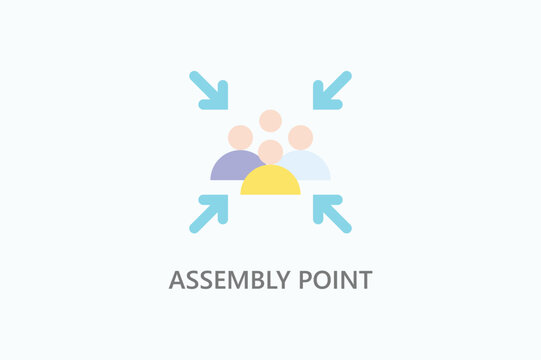 Assembly point vector, icon or logo sign symbol illustration