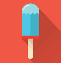 a popsicle on a red background with a long shadow