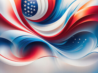 Abstract American Flag in blue, white and red colours 