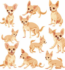 a set of cartoon chihuahuas in various poses