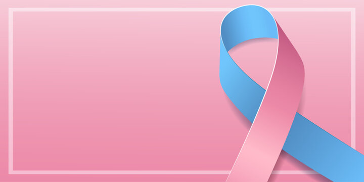 National Birth Defects Awareness Month concept. Banner with pink and blue ribbon awareness and place for inscription. Vector illustration.