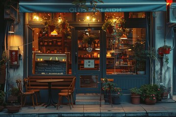 Exterior of a cafe in the city