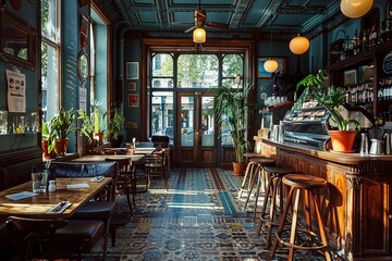 Fototapeta na wymiar Interior of a cafe in London